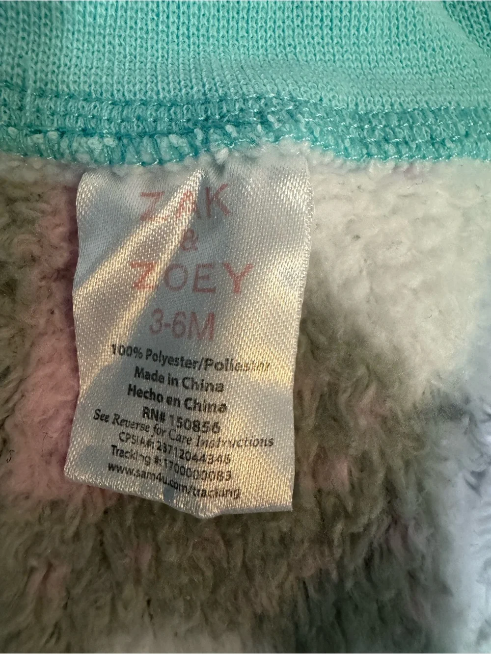 Zak & Zoey Baby Girls 3-6 Months Sleeper Footies Fleece clouds & rainbow.